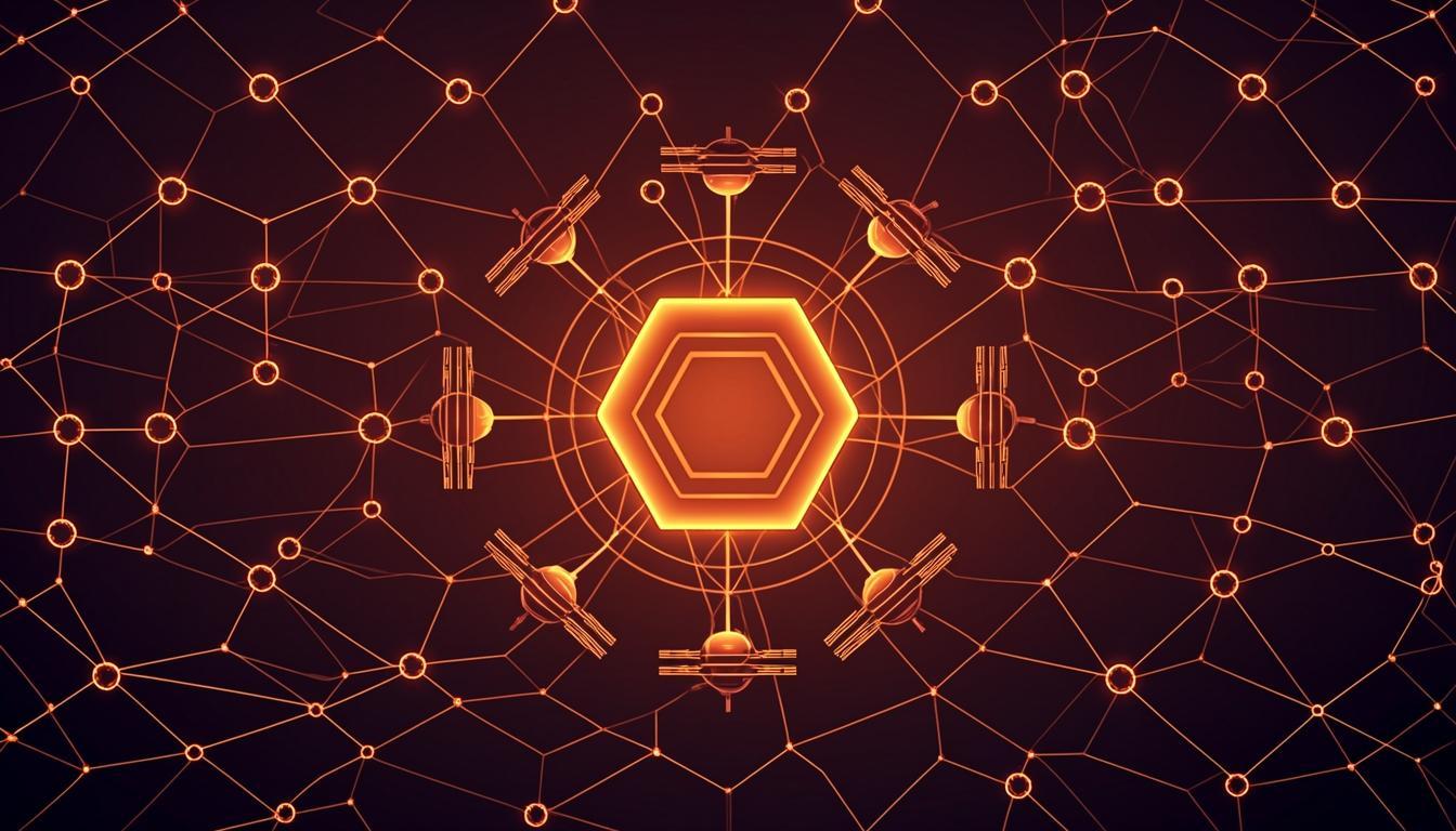 Glowing hive of connected agent nodes — SONDERR-HIVE concept